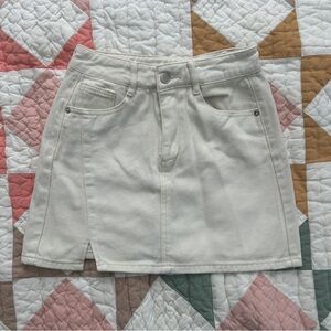 Cream Denim Mini Skirt